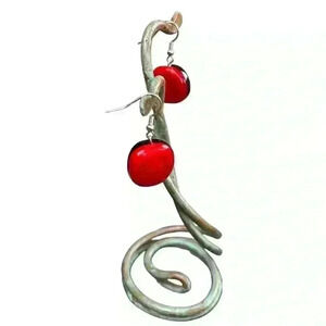 NWOT red & black Venetian glass dangle earrings